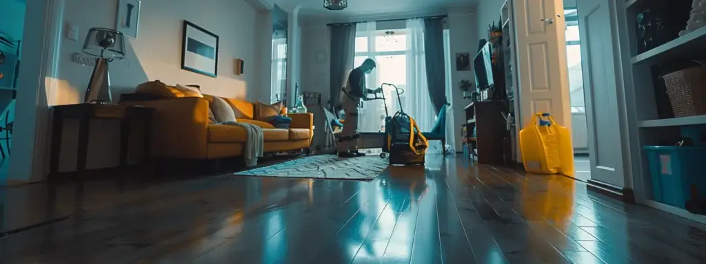 a team of professional cleaners inspecting a freshly cleaned empty apartment for end of tenancy cleaning service.