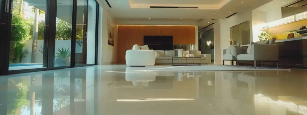 A professional team of uniformed cleaners using advanced equipment in a bright, immaculate home interior. They are expertly cleaning every detail—from sparkling floors to gleaming countertops—in a modern Perth residence, perfectly representing the high-standard bond cleaning services of Majestic Vacate Cleaning